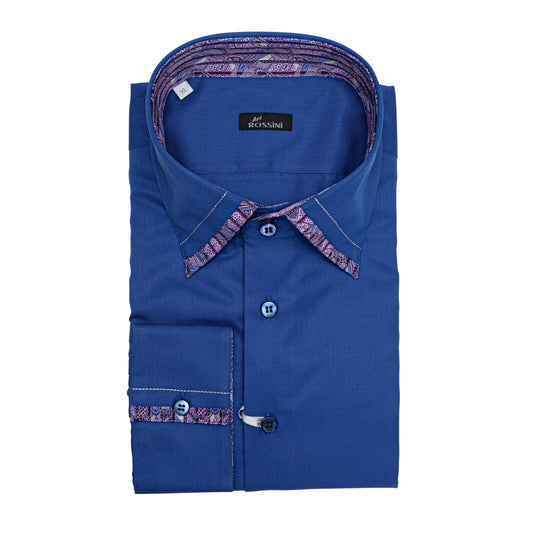 950$ AVI ROSSINI by GERLIN Shirt Blue Point Collar Cotton + Silk   ZILLI