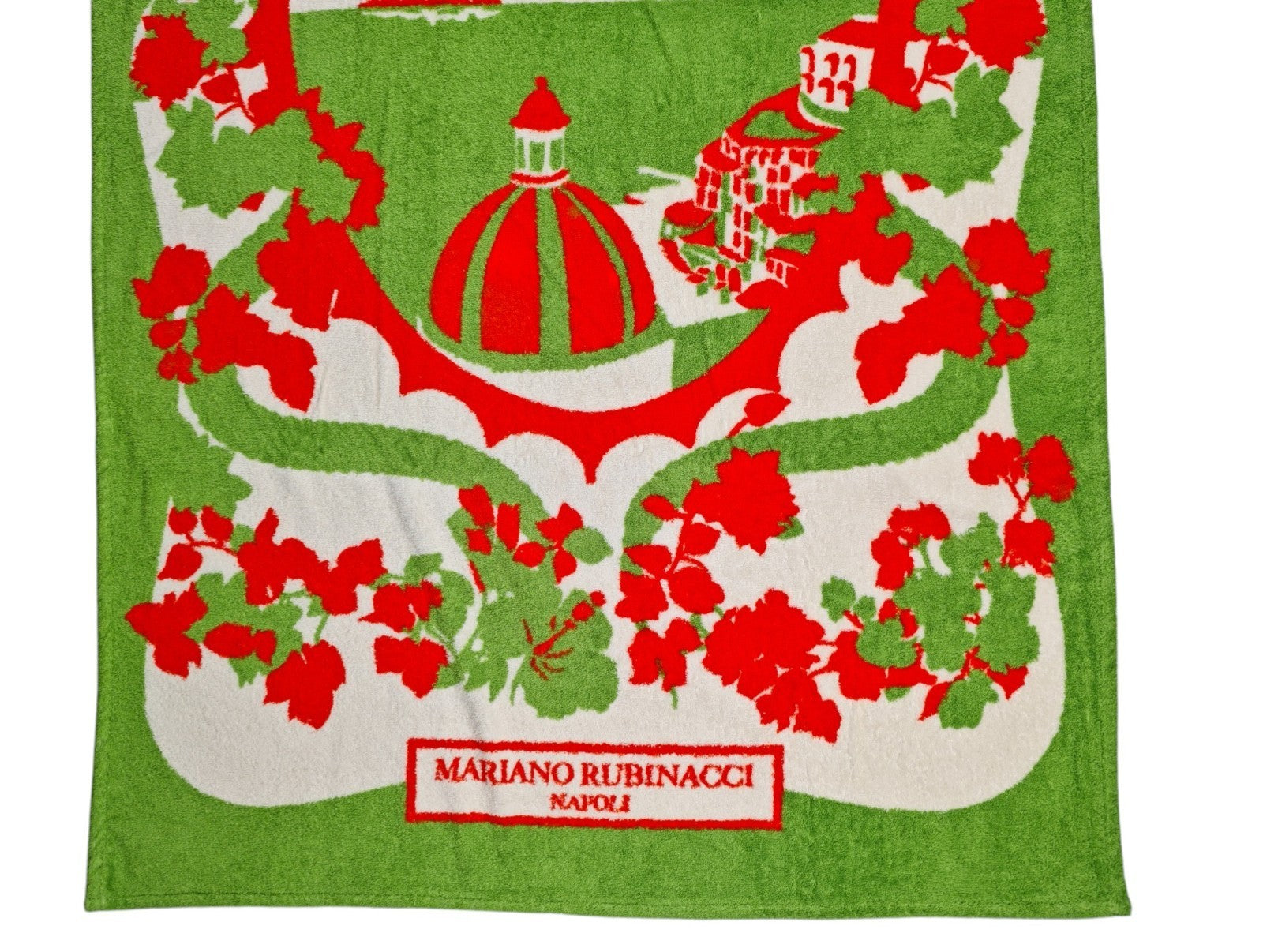 550$ RUBINACCI NAPOLI "Sirenuse" Beach Towel 100x180 cm Cotton Green / Red