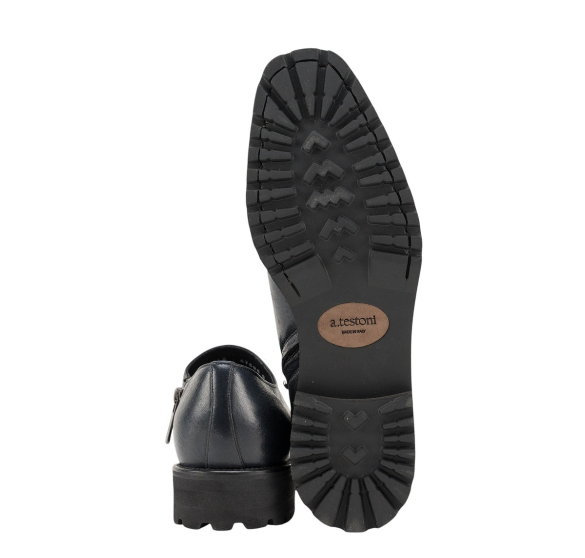 1200$ TESTONI Low Boot Slip On Zip Shoes Deer Navy 8 UK / 9 US / 42 IT