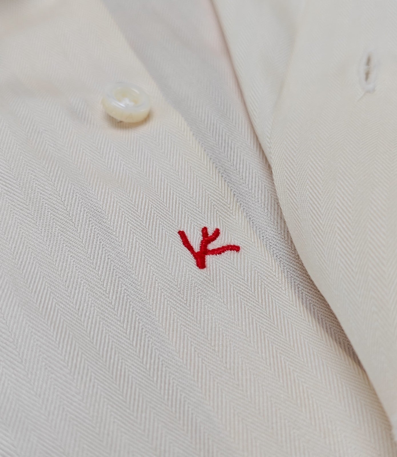 780$ ISAIA NAPOLI Dress Shirt Ivory Herringbone Medium Cotton 16 - 41  4F