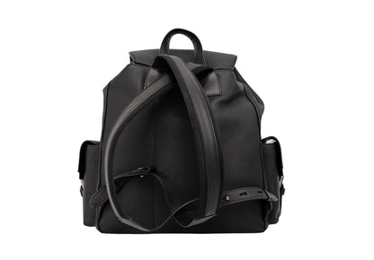 1990$ PINEIDER BOTTOLATO Grain Calf Multiple Backpack Travel Weekender Black XL