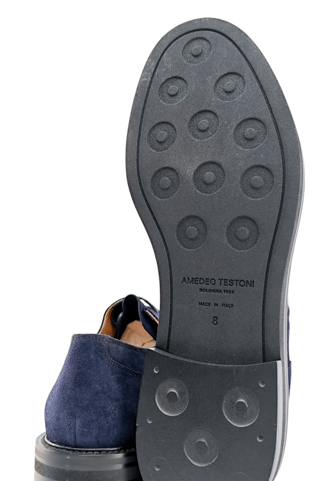 1050$ TESTONI "Camogli" Derby Shoes Blue Suede 8 UK / 9 US / 42 IT