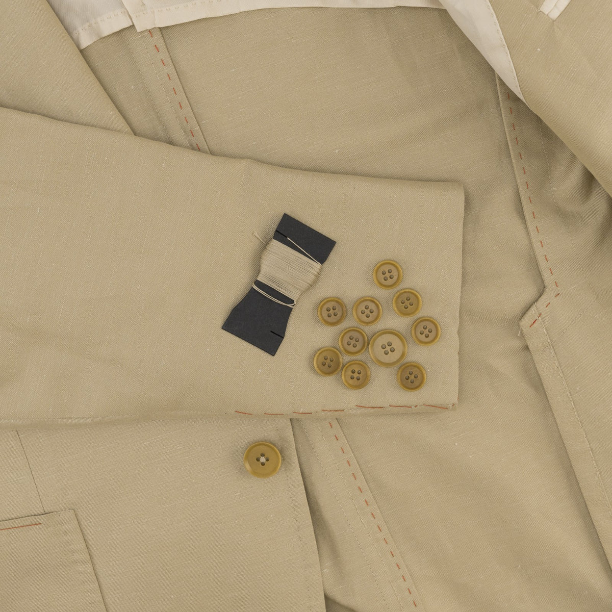 $5950 ISAIA NAPOLI "Capri" Light Beige Suit Cotton / Linen 36 US / 46 EU 8R