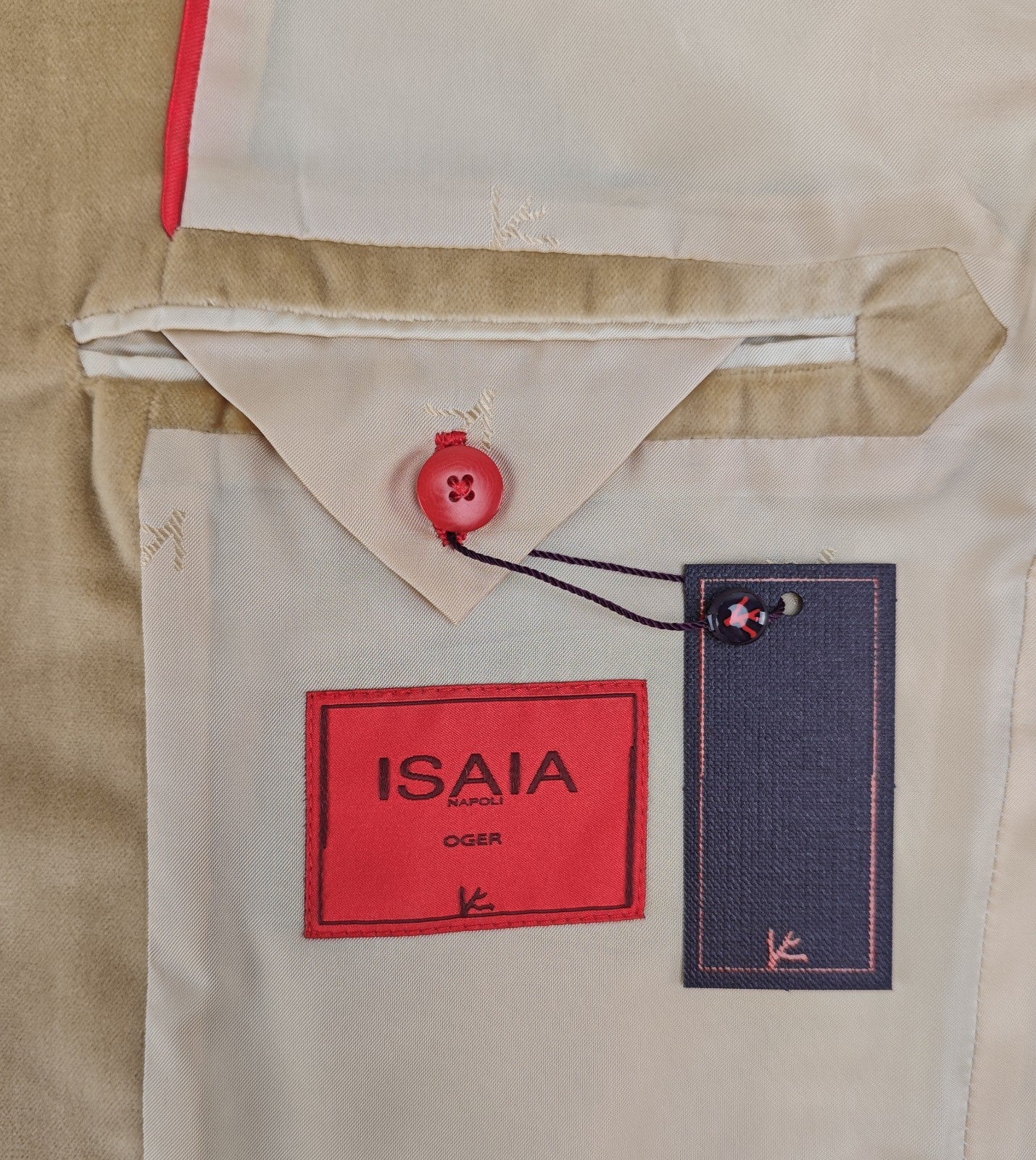 $5400 ISAIA NAPOLI "Amalfi" Champagne Hand Sewn Jacket Sport Coat Velvet Cotton