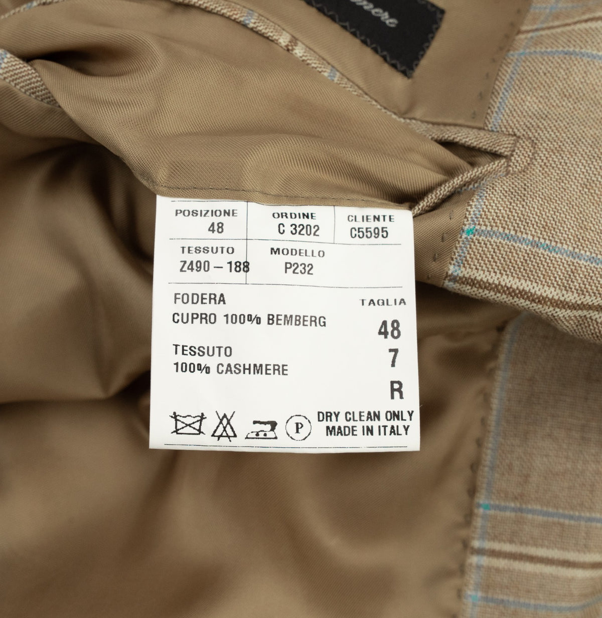1870$ MACO by RAFFAELE CARUSO Jacket Sport Coat Beige 100% Cashmere 38 US 48 IT