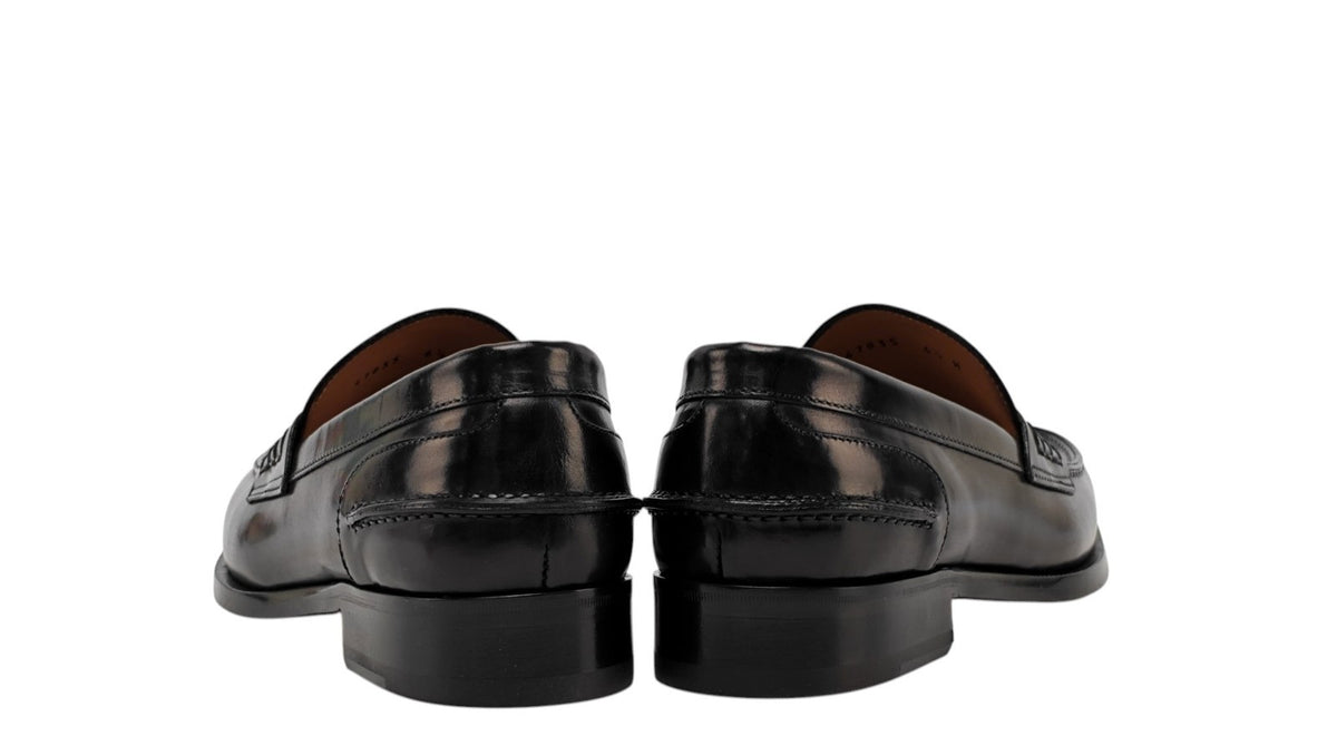 $1200 TESTONI "Trento" Loafer Shoes Antique Lux Calf Black