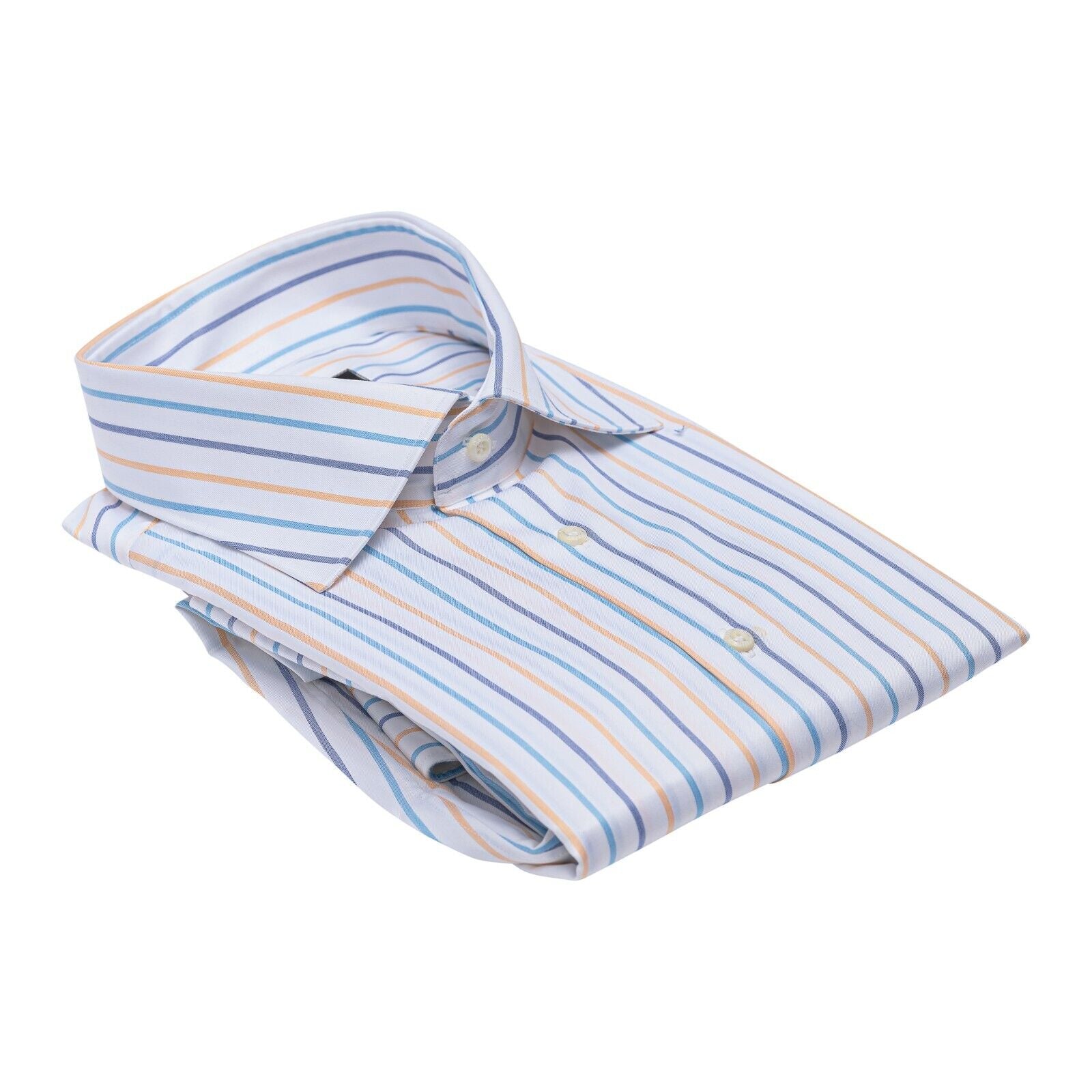 690$ LUXURY GERLIN Shirt Striped White Cotton 17.75 - 45 4H BIJAN