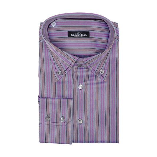 690$ LUXURY GERLIN Shirt Point Collar Purple Cotton 16-41 - 7S BIJAN