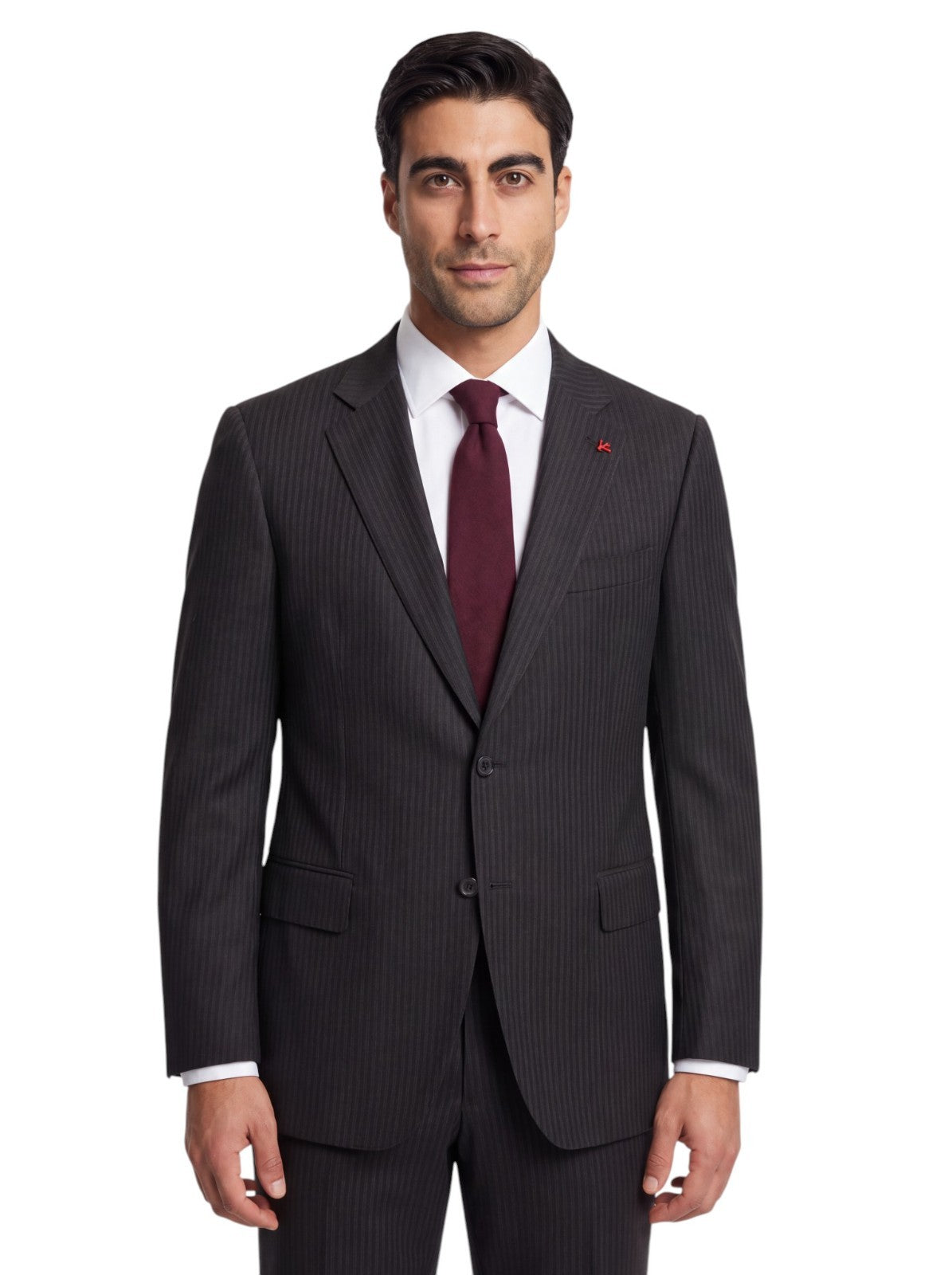 $6600 ISAIA "Gregorio" Black Hand-Sewn Suit Fine Wool Striped 44 US / 54 EU 7R