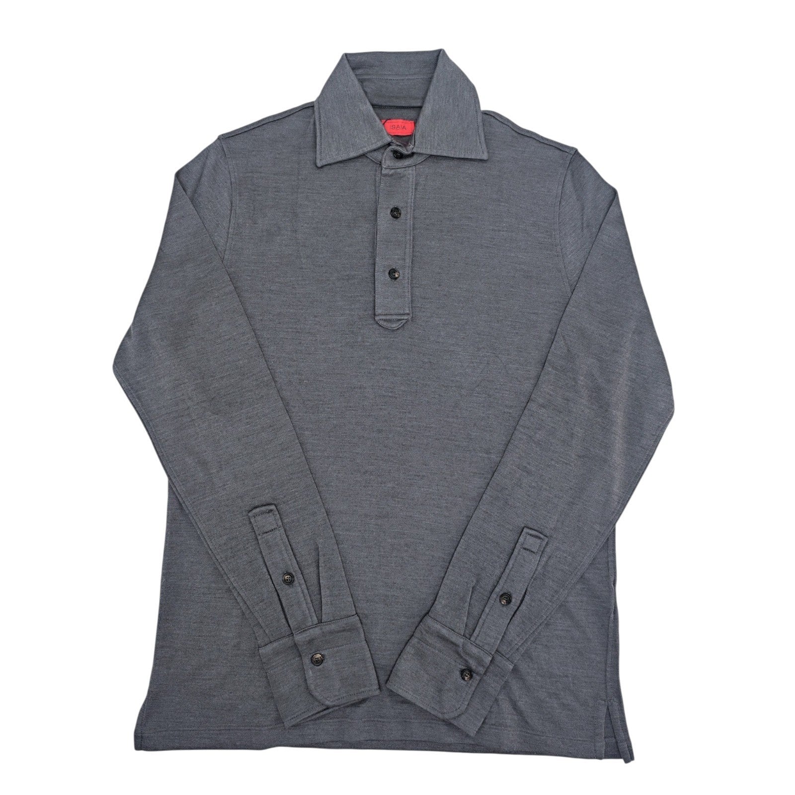 1850$ ISAIA NAPOLI Gray Polo Sweater Long Sleeve Soft Cashmere - Silk Size M