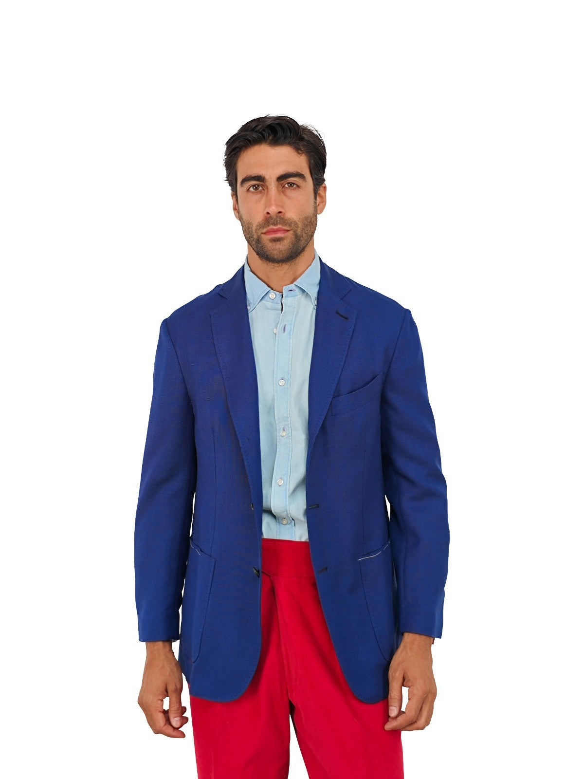 $1590 RUBINACCI NAPOLI Blue Jacket Knit Wool / Mohair / Silk  40 US / 50 EU
