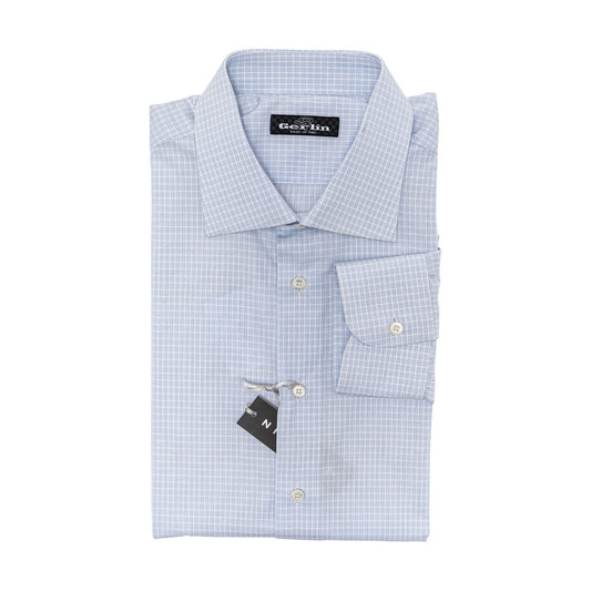 690$ LUXURY GERLIN Shirt Blue Checks Fine Cotton 16 - 41 7C BIJAN