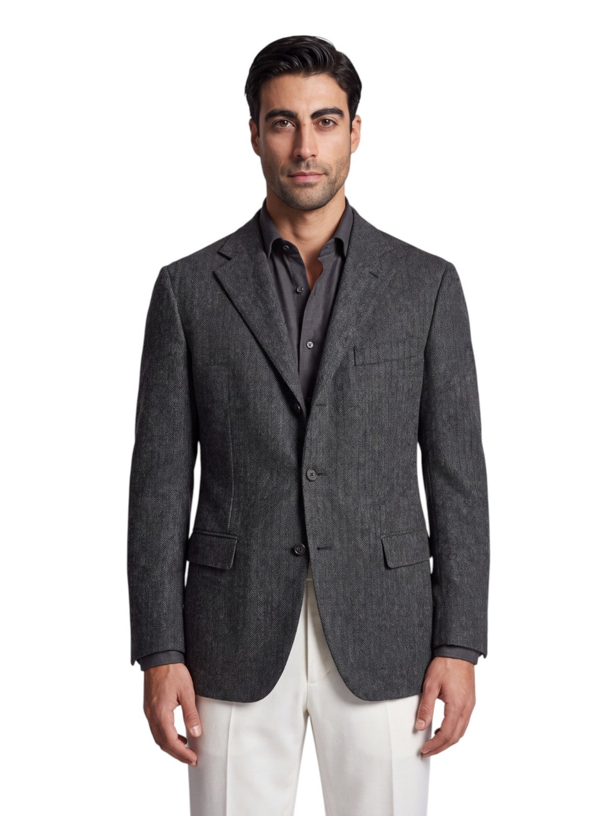 1900$ RAFFAELE CARUSO Gray 3/2 Roll Jacket Sport Coat Cashmere Wool 44 US 54 IT