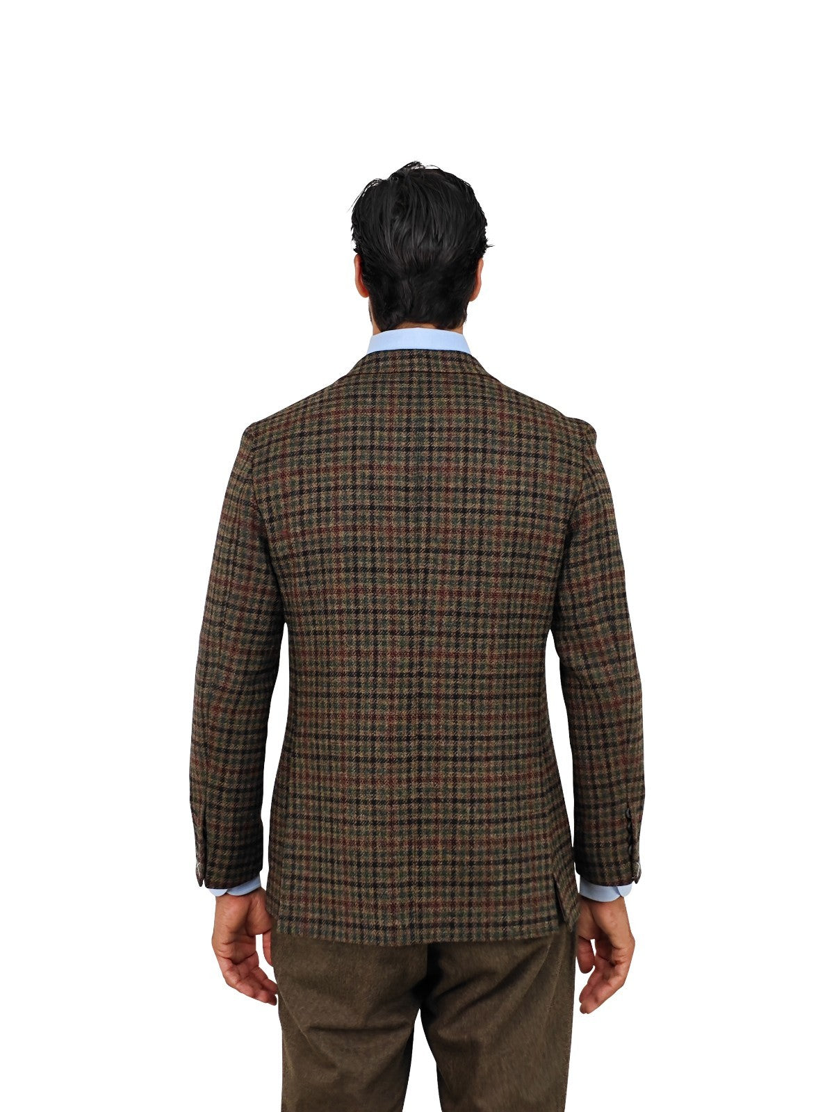 $1690 RUBINACCI NAPOLI Green Brown Checks Jacket English Wool Handmade in Napoli