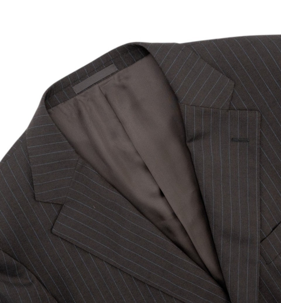 1870$ MACO by RAFFAELE CARUSO Dark Brown Striped Suit 3/2 Roll Wool 44 US 54 IT
