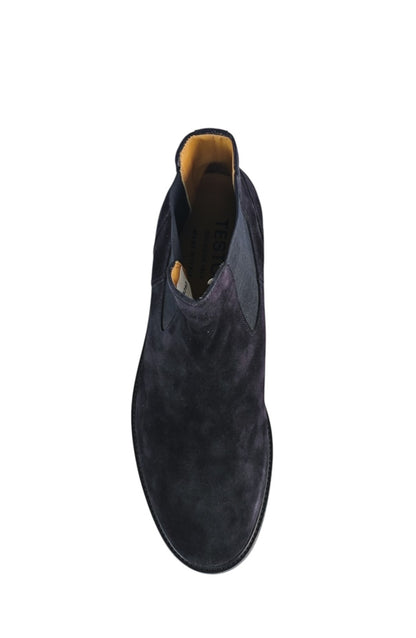 1350$ TESTONI "Vietri" Blue Chelsea Boot Shoes Eco Suede 8 UK / 9 US / 42 IT