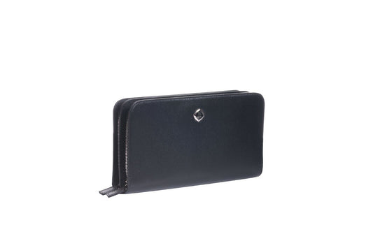 JM ICON by JOHNNY MANGLANI Black Clutch Bag Triple Organizer Handbag Maxi Wallet