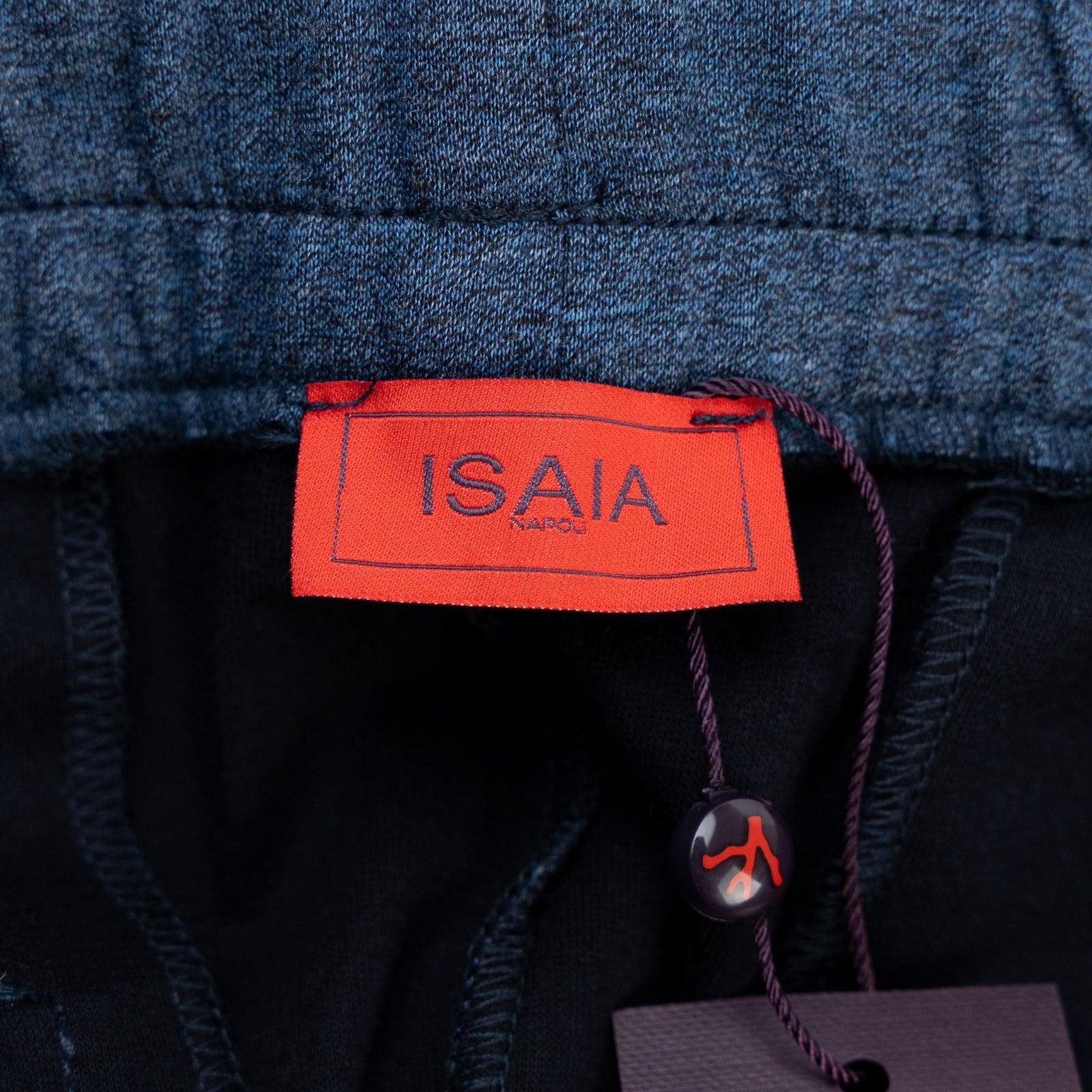 1250$ ISAIA NAPOLI Blue Indigo Drawstring Track Pant Jersey Cotton Size 4XL