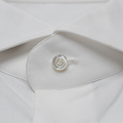 750$ ISAIA NAPOLI "Mix" Dress Shirt French Cuffs White Fine Cotton 17.5 - 44