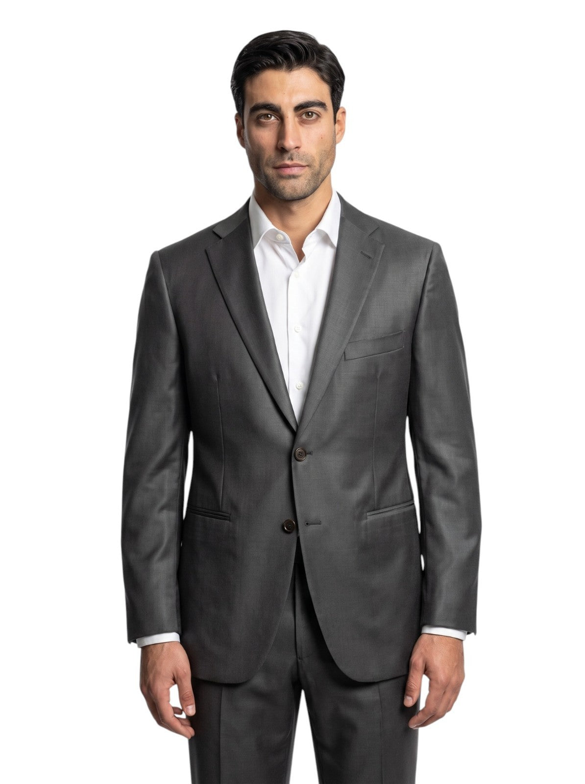 $1800 BURBERRY LONDON Dark Gray Solid Suit Wool Made in Italy 42 US / 52 EU 8R