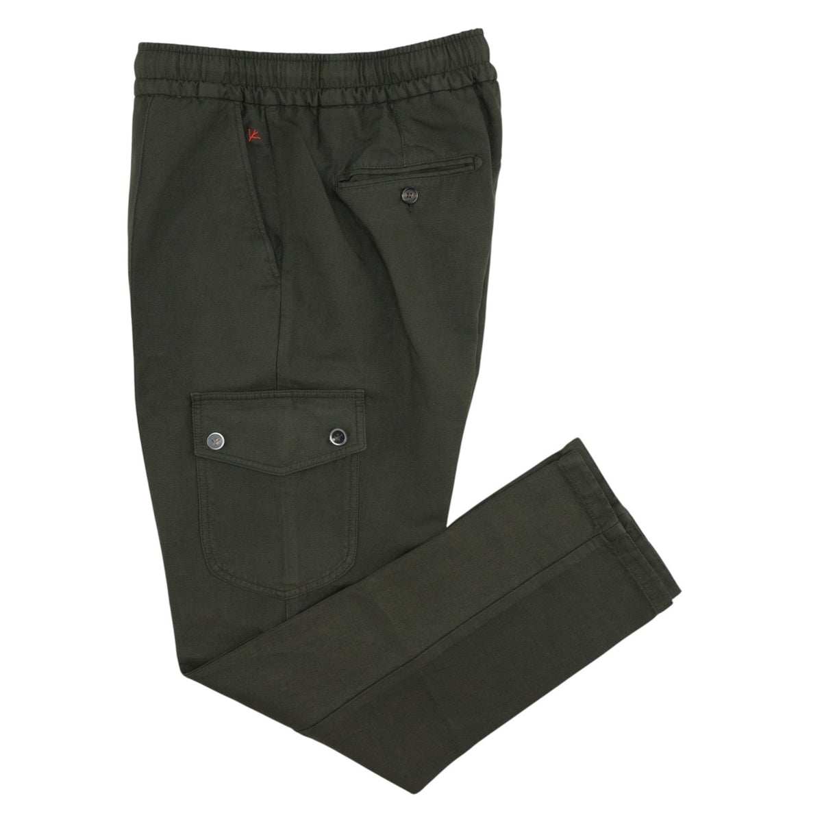 1150$ ISAIA NAPOLI Dark Green Drawstring Pant Regular Cotton-Linen 32 US /48 EU