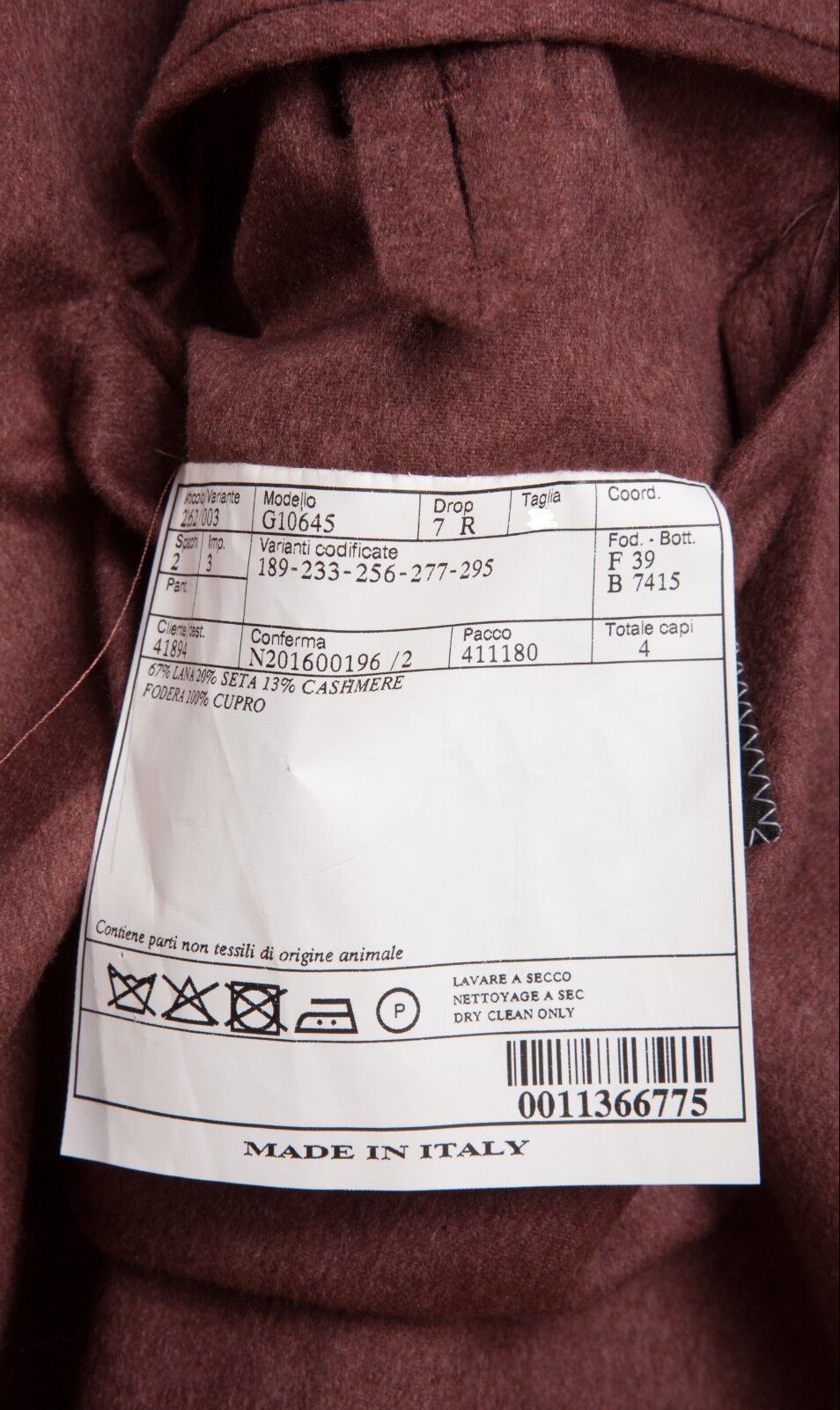 $2495 BELVEST Red Pompeian Wool Cashmere Silk Jacket 40 US / 50 EU Drop 7R 