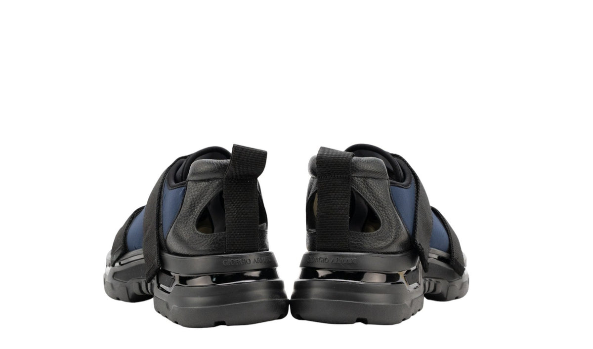 1450$ GIORGIO ARMANI Sneakers Shoes Strapped Blue Black Suede 10 UK 11 US 44 IT