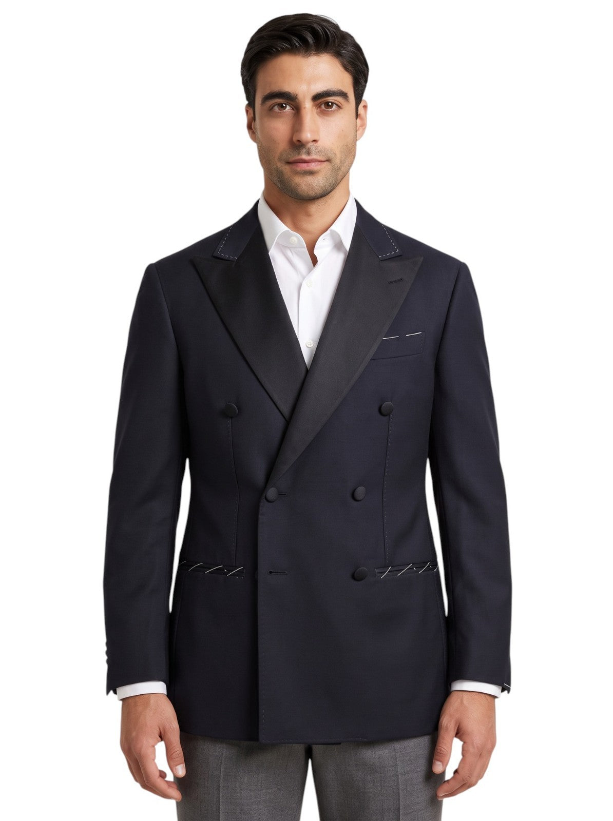 $1890 RUBINACCI NAPOLI Dark Blue Tuxedo Jacket Fine Wool 38 US / 48 EU