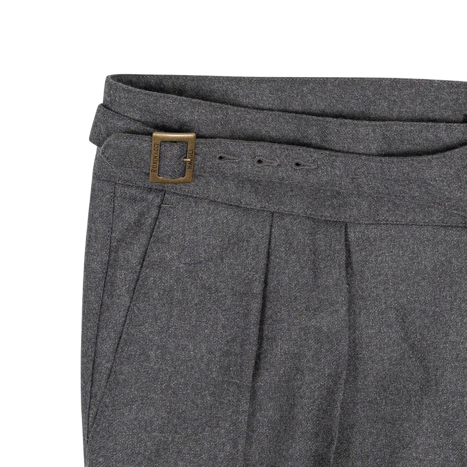 670$ RUBINACCI NAPOLI "Manny" Gray Flannel Wool High Rise Pant 36 US / 52 EU