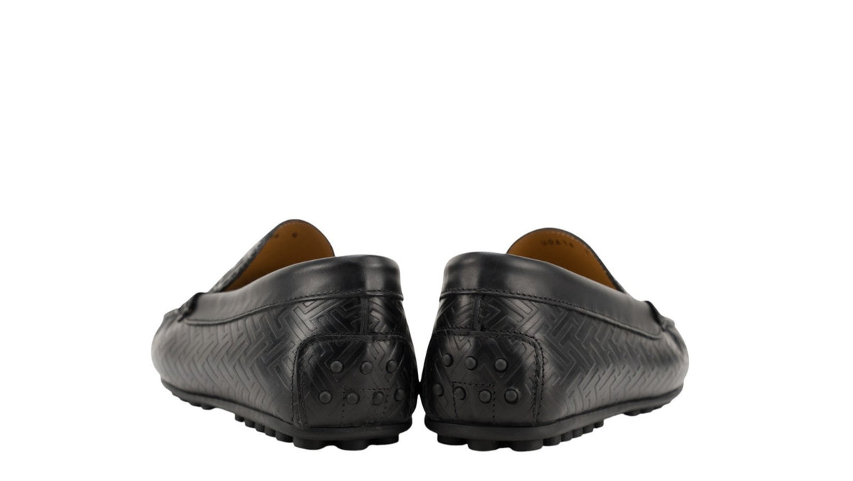 1200$ TESTONI BOLOGNA "Portocervo" Driver Loafers Shoes Printed Calf Black