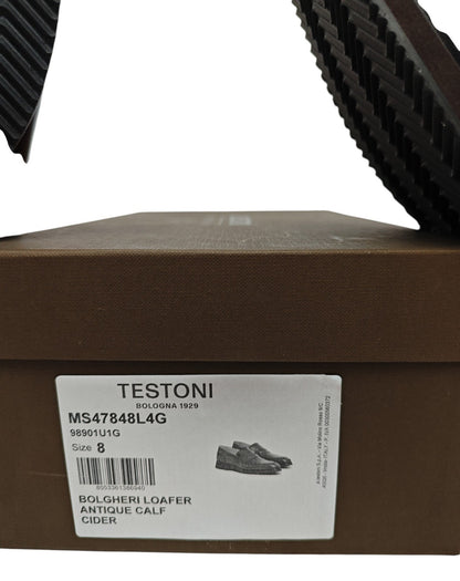 $1200 TESTONI BOLOGNA "Bolgheri" Loafer Shoes Shaded Calf Cider Brown