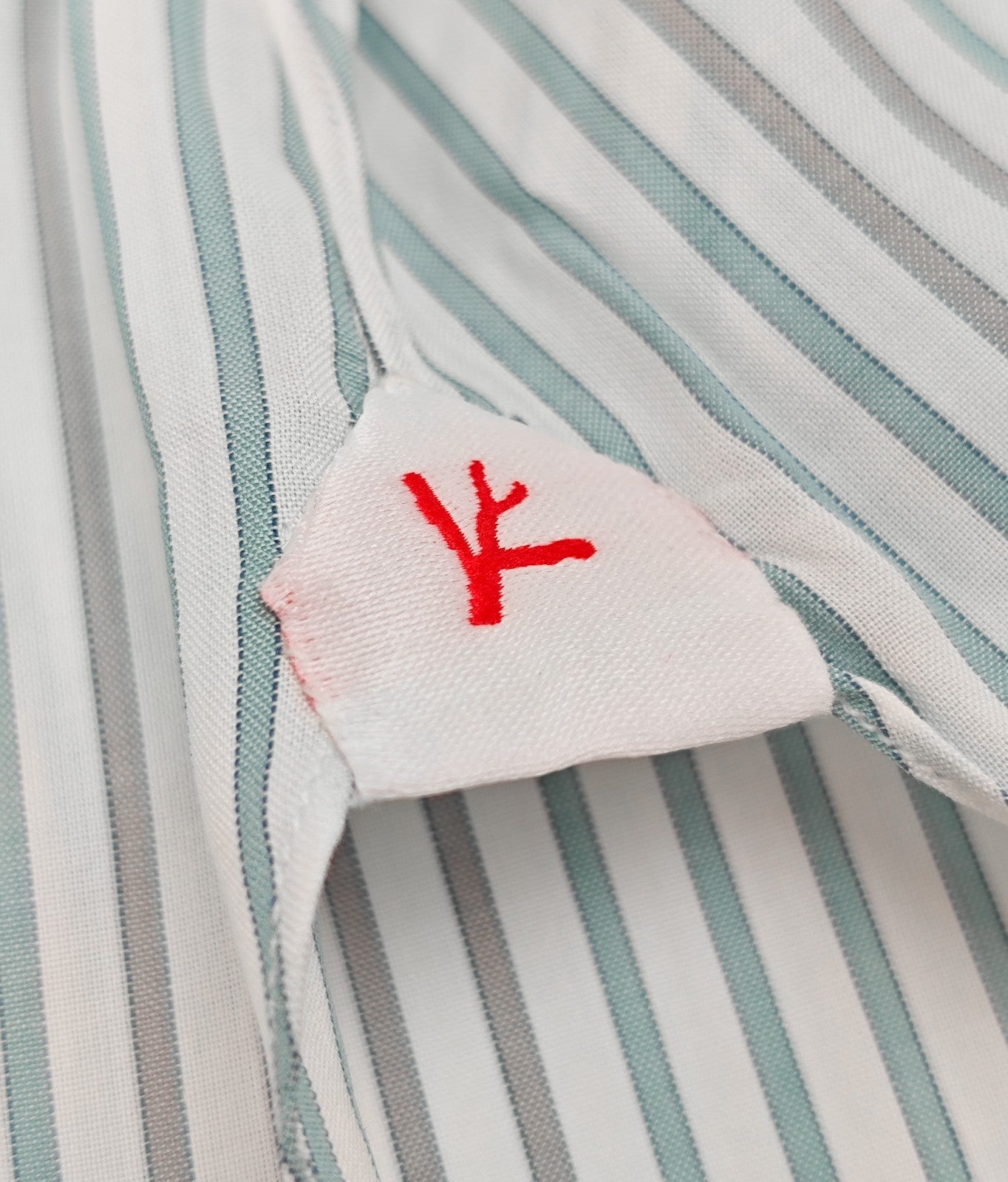 730$ ISAIA NAPOLI "Mix" Dress Shirt White - Mint Striped Fine Cotton 17 - 43