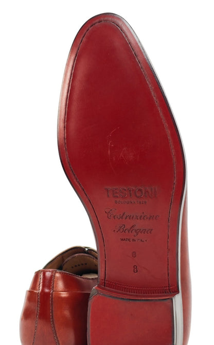1300$ TESTONI Sant'Eulalia Oxford Shoes BOLOGNESE Calf Rust 8 UK / 9 US / 42 IT