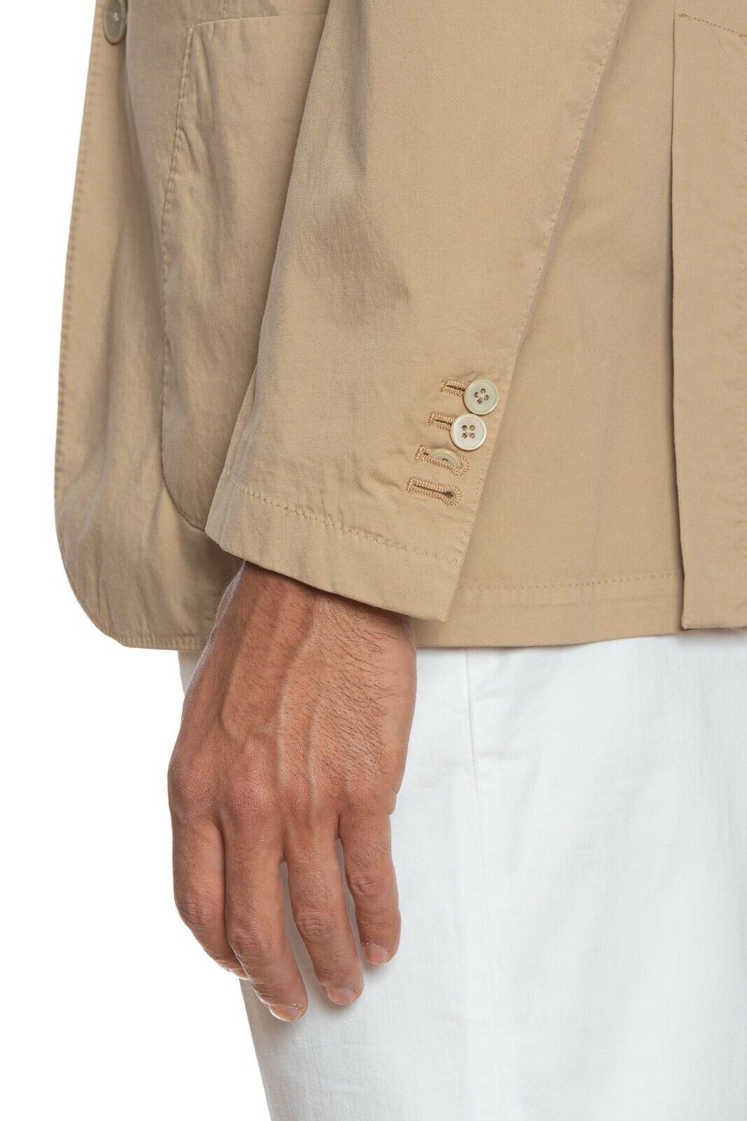 1100$ BELVEST Sartorial Jacket Beige Solid Pure Washed Cotton Drop 7 Slim Fit