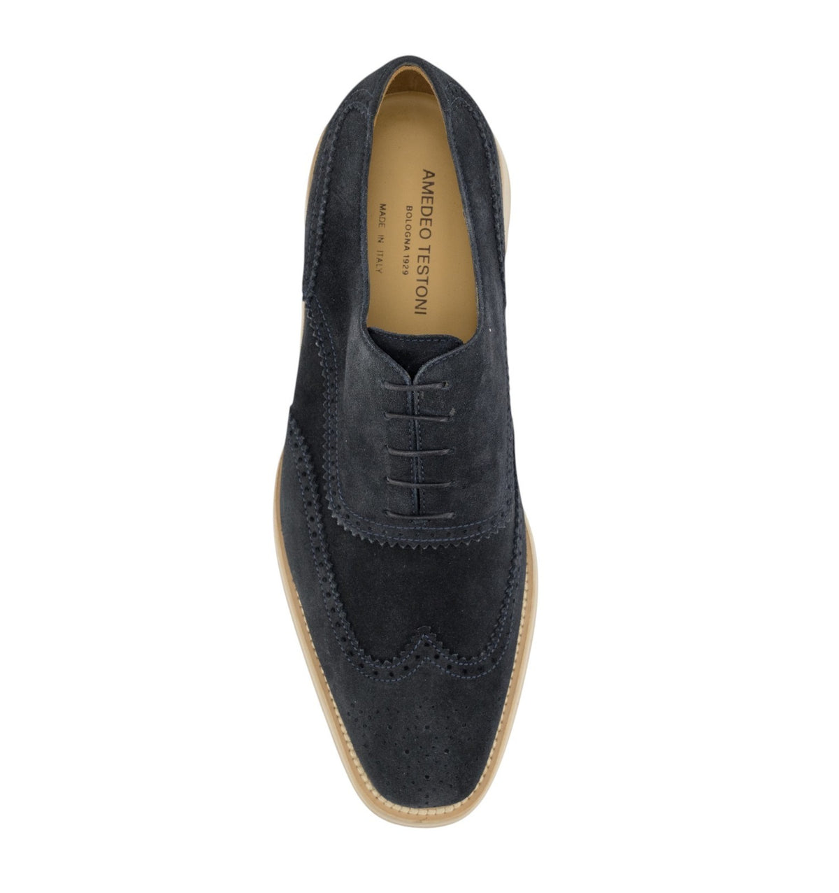 960$ TESTONI "Bolgheri" Oxford Shoes Eco Suede Navy 8 UK  9 US  42 IT