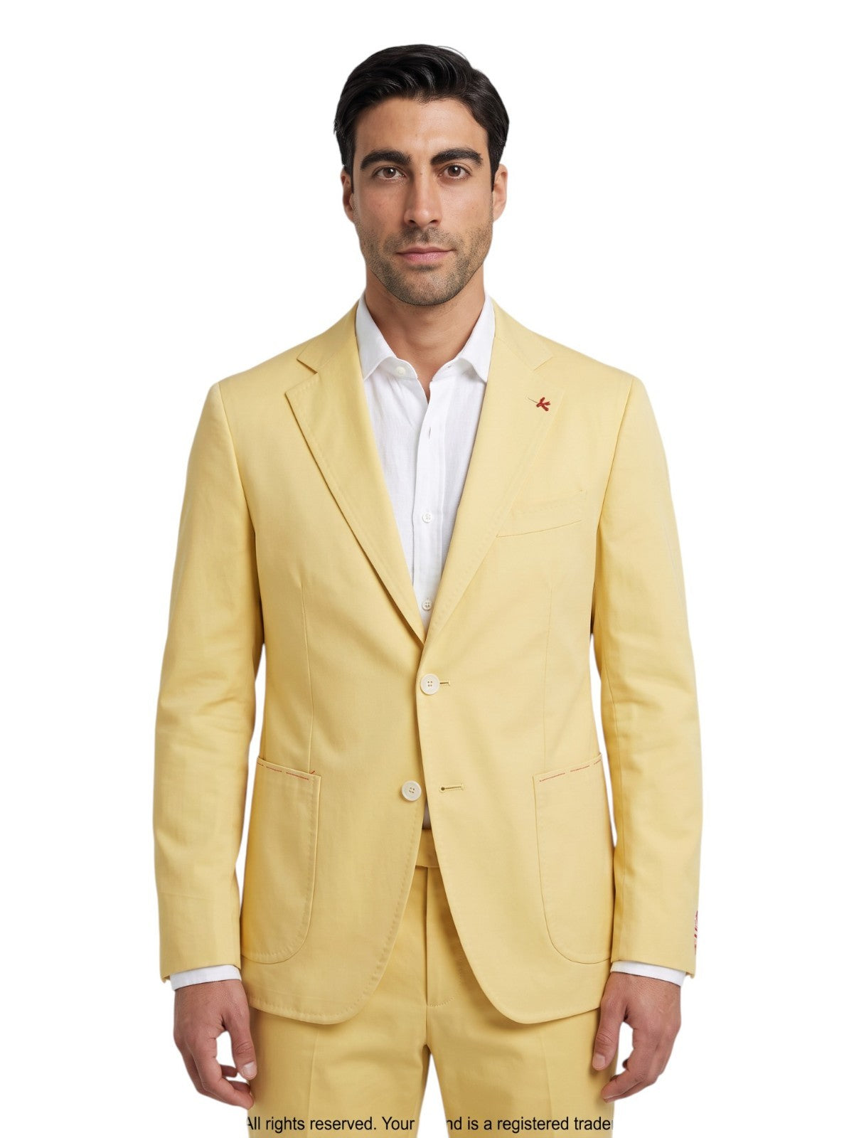 $5100 ISAIA NAPOLI "Capri" Yellow Hand-Sewn Suit Cotton  36 US / 46 EU 8R