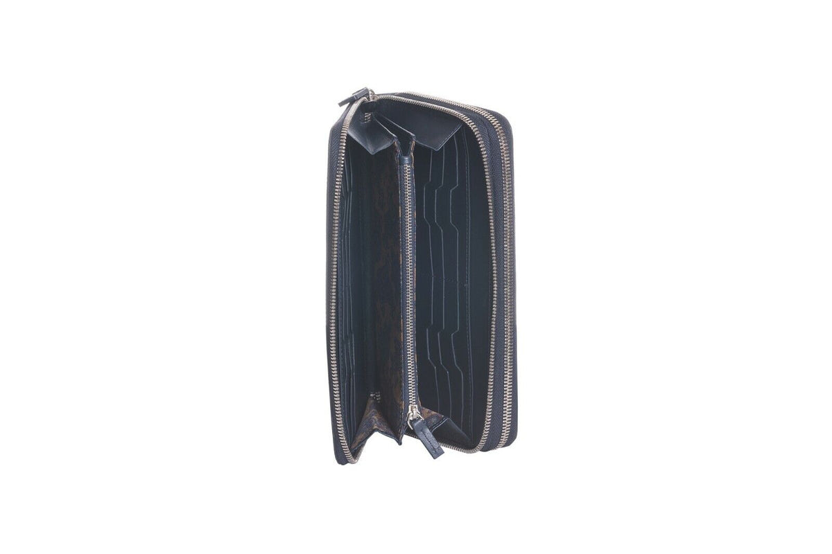 JM ICON by JOHNNY MANGLANI Dark Blue Clutch Bag Double Organizer Handbag Wallet