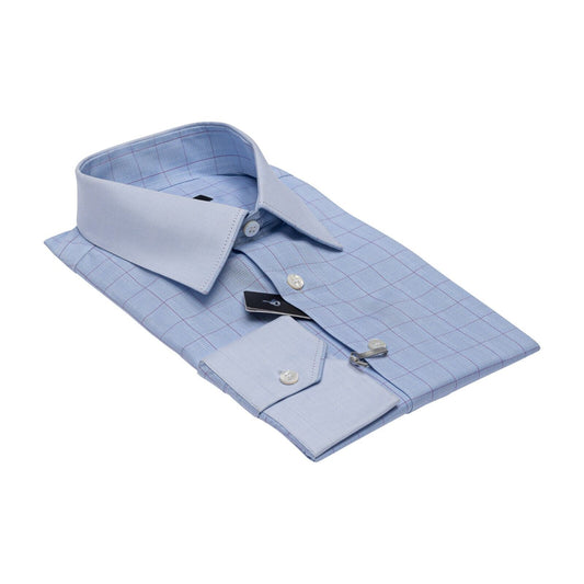 690$ LUXURY GERLIN Shirt Checks Blue ALUMO Cotton 16 - 41 1Z BIJAN