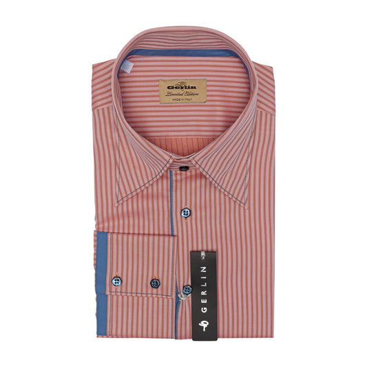 690$ LUXURY GERLIN Shirt Striped Point ALUMO Cotton 16 - 41  2O ZILLI