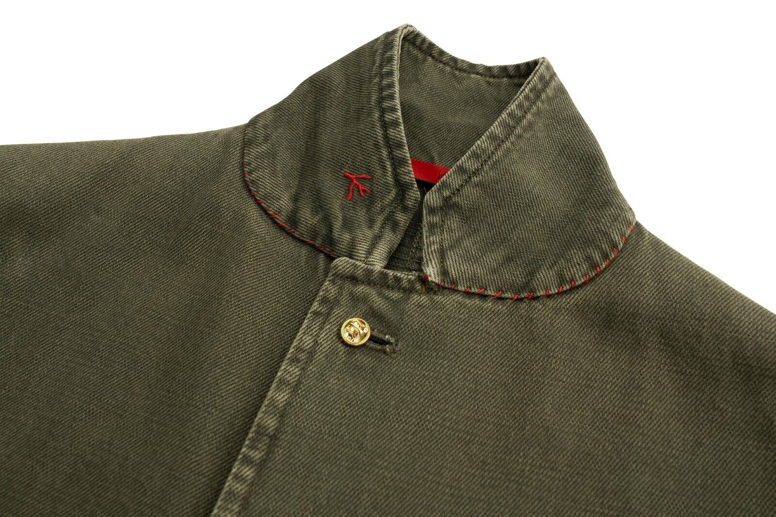 NWD $2500 ISAIA NAPOLI Green Denim Hand-Sewn Jacket Cotton Size 38 US / 48 EU