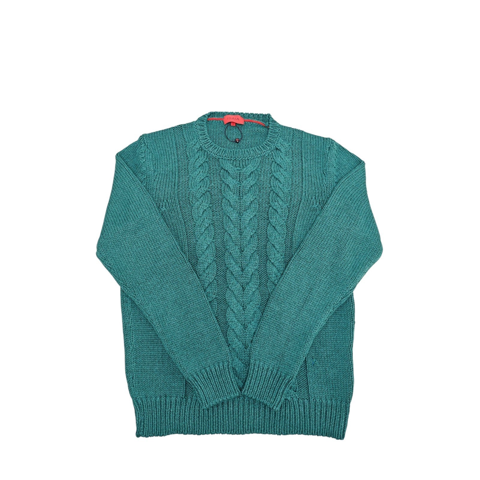 1750$ ISAIA NAPOLI Petroleum Green Sweater Woven Knit Soft Cotton Silk M