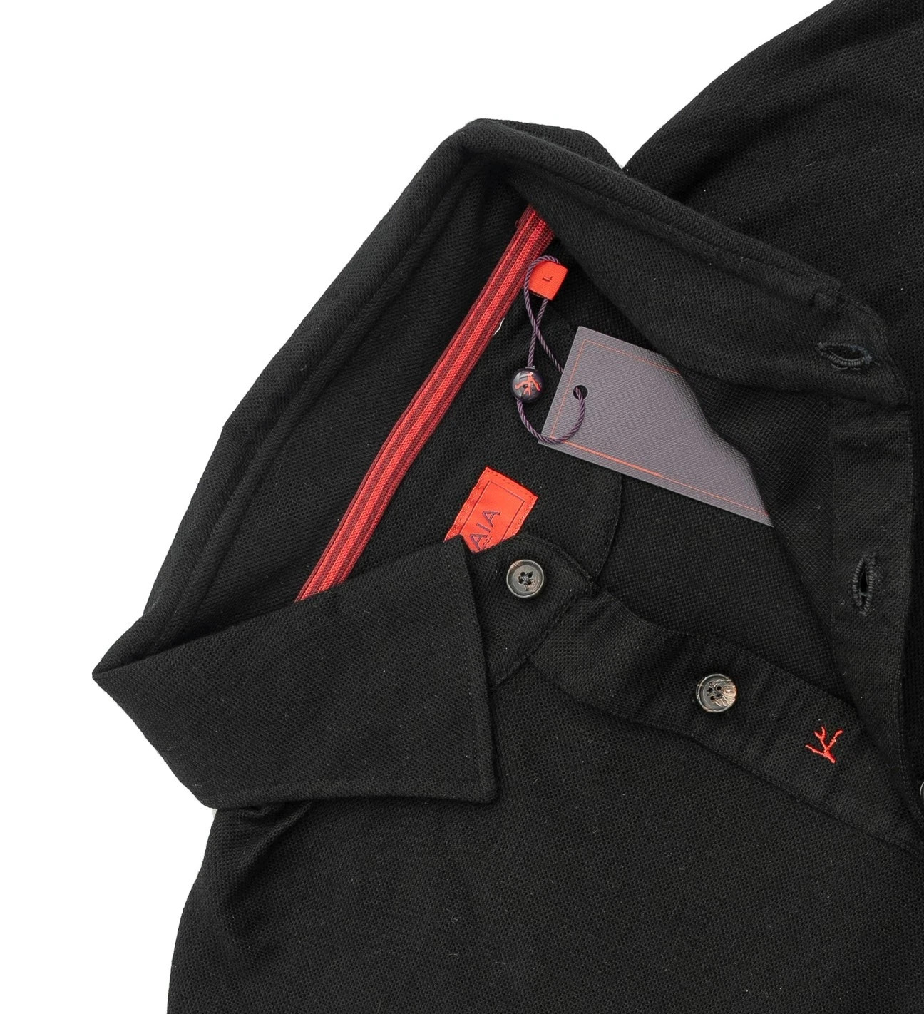 1200$ ISAIA NAPOLI "Iconico" Black Knit Polo Sweater Wool Hand-Sewn XXL