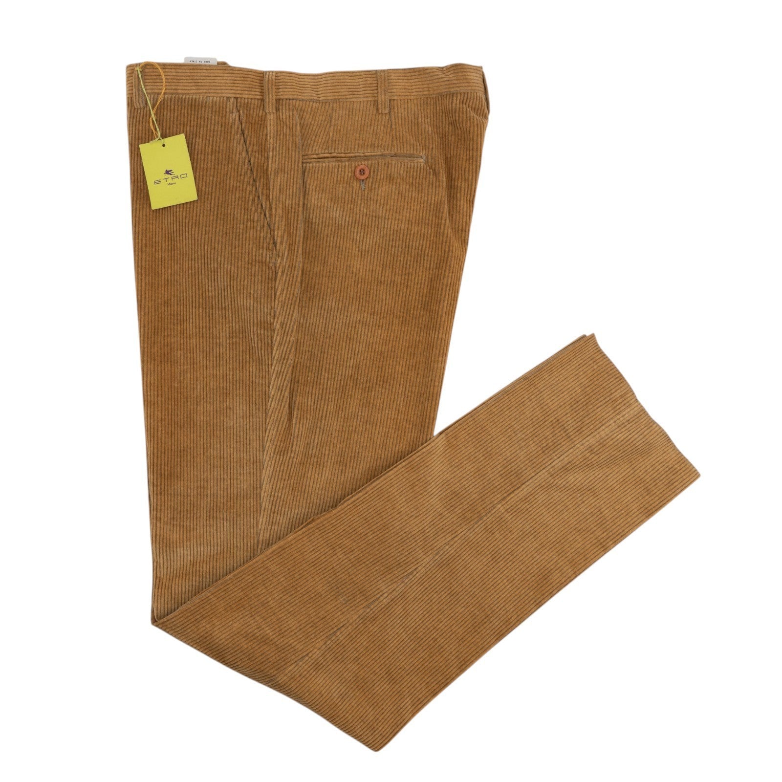 780$ ETRO MILANO Caramel Brown Corduroy Cotton Pant Straight Leg 38 US / 54 EU
