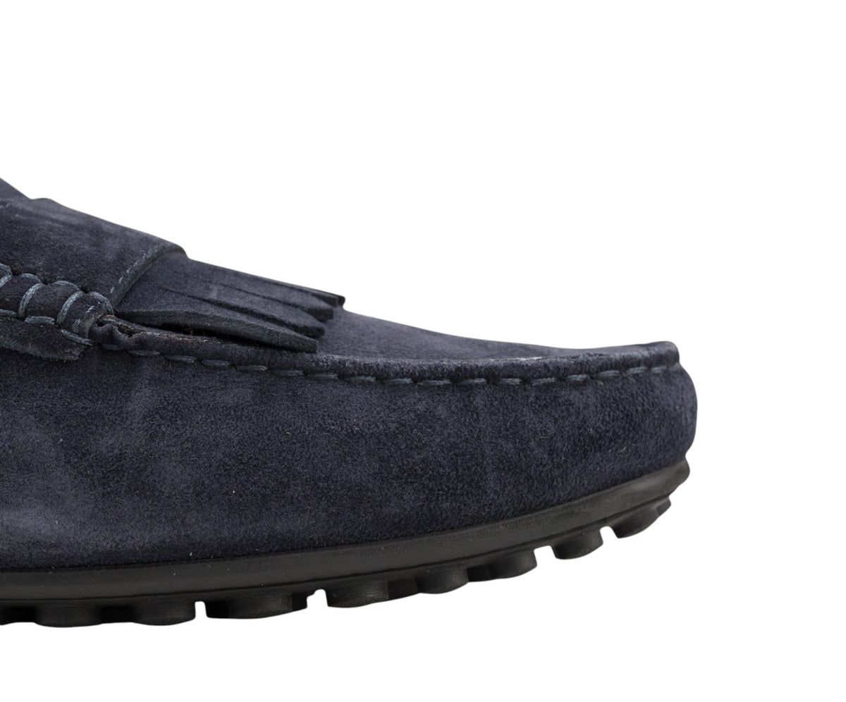 1200$ TESTONI "Portocervo" Driver Loafer Shoes Suede Calf Navy 8 UK 9 US / 42 IT