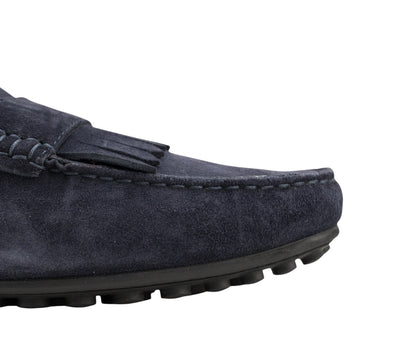 1200$ TESTONI "Portocervo" Driver Loafer Shoes Suede Calf Navy 8 UK 9 US / 42 IT