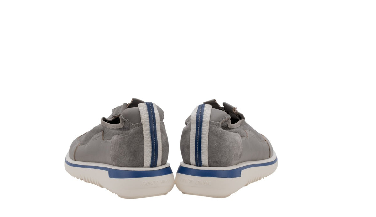 1450$ GIORGIO ARMANI Shoes Sneakers Gray Zip-Up Low-Top Leather 7 UK 8 US 41 IT