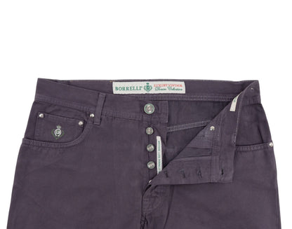 415$ LUIGI BORRELLI NAPOLI Purple Denim Jeans Pant Twill Cotton 34 US / 50 EU