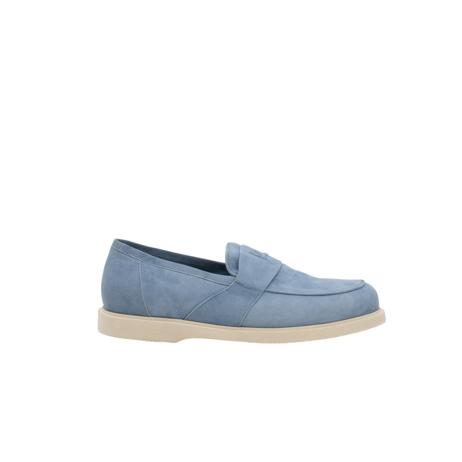 ISAIA NAPOLI "Logo" Light Blue Suede Leather Loafers Shoes 8 UK / 9 US / 42 IT