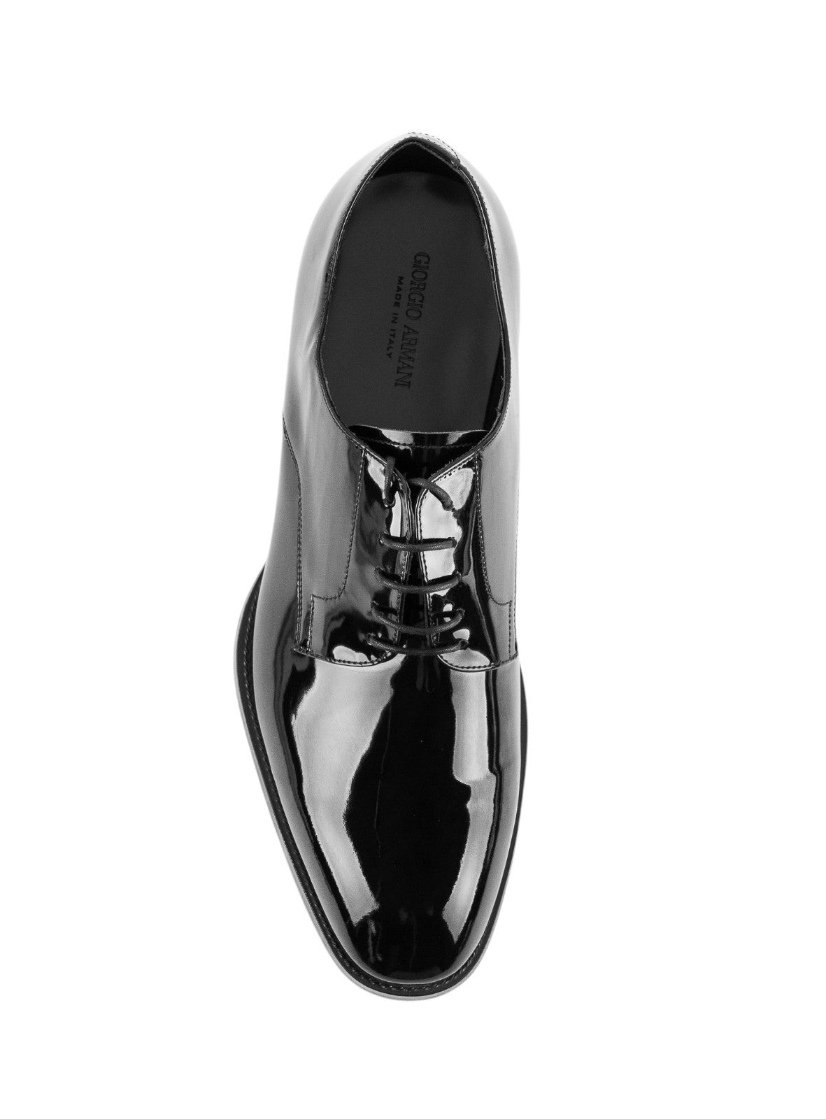 1220$ GIORGIO ARMANI Derby Shoes Black Patent Leather 8 UK 10 US 42 IT