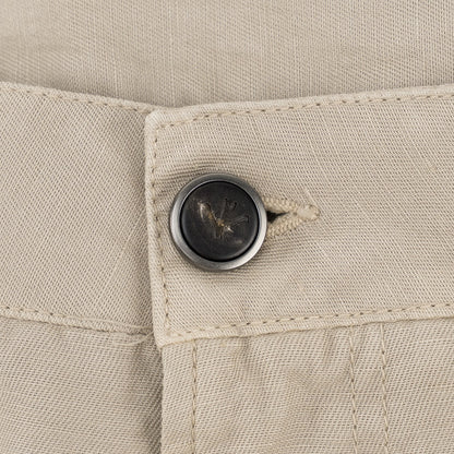 725$ ISAIA NAPOLI Beige 5 Pocket Trouser Pant Cotton Linen Regular Fit